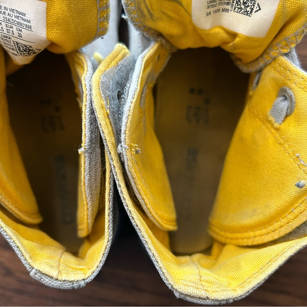 Converse‎ Gray and Yellow High-Top Sneakers Size 6.5 - Picture 16 of 16